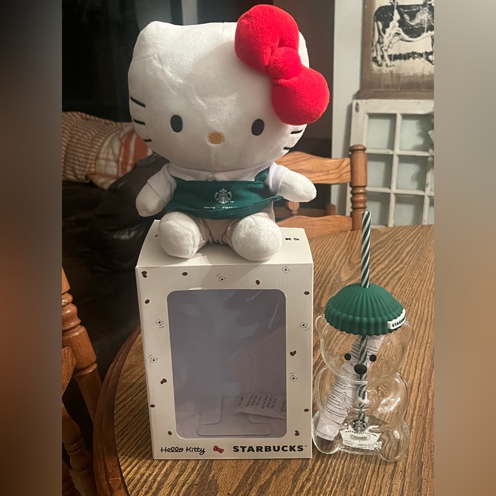 Starbucks Bear Mug & Hello Kitty Plush